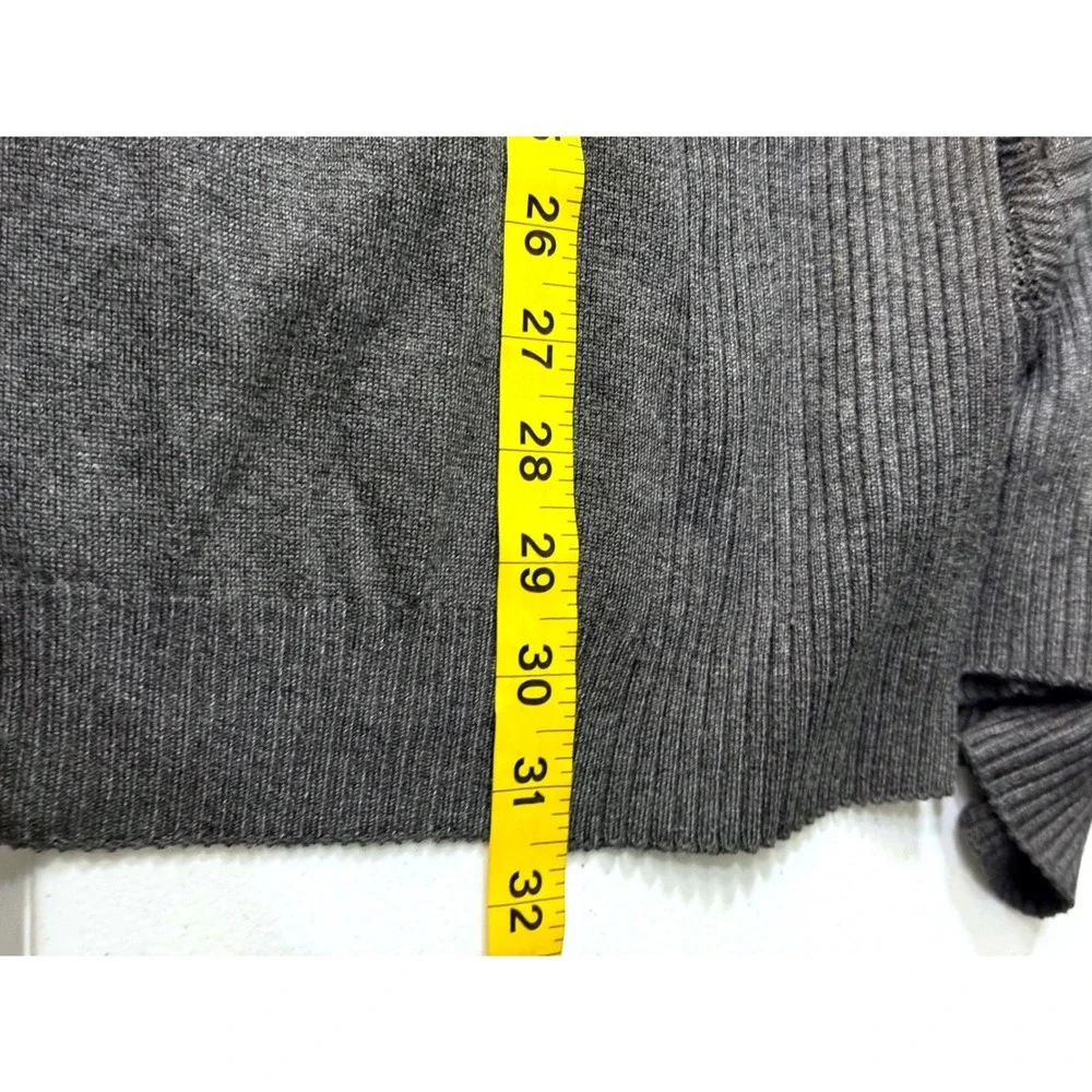 Hayden Park Womens Small Charcoal Gray Hooded Open Front Cardigan Pointelle Back
